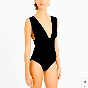 Plunging V-neck one piece swim suit